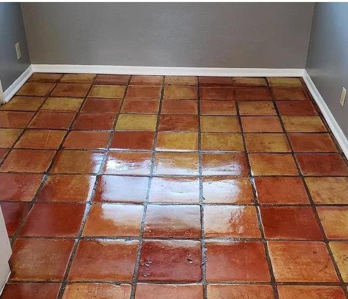 A tile floor after a deep clean.