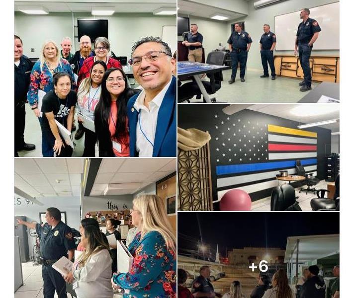 group of photos with volunteers at a police station