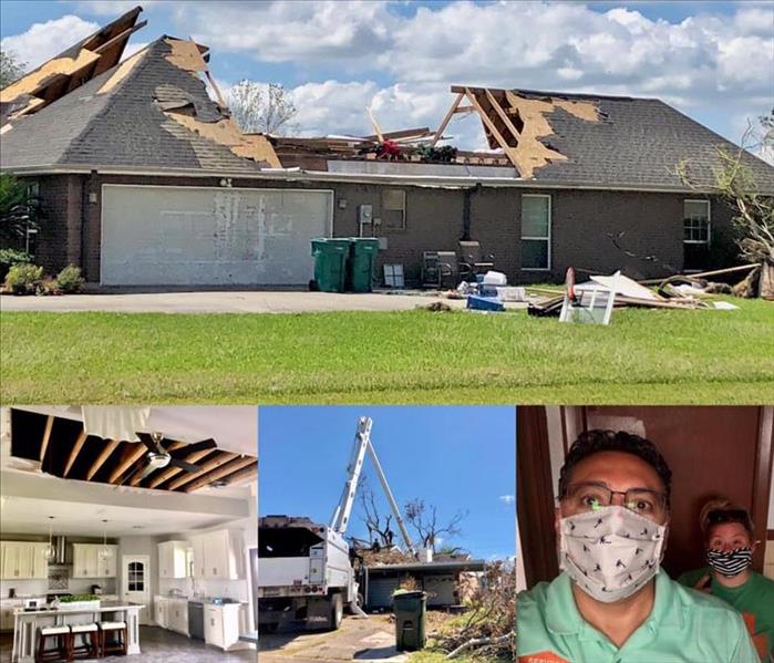 Multiple images showing hurricane damage