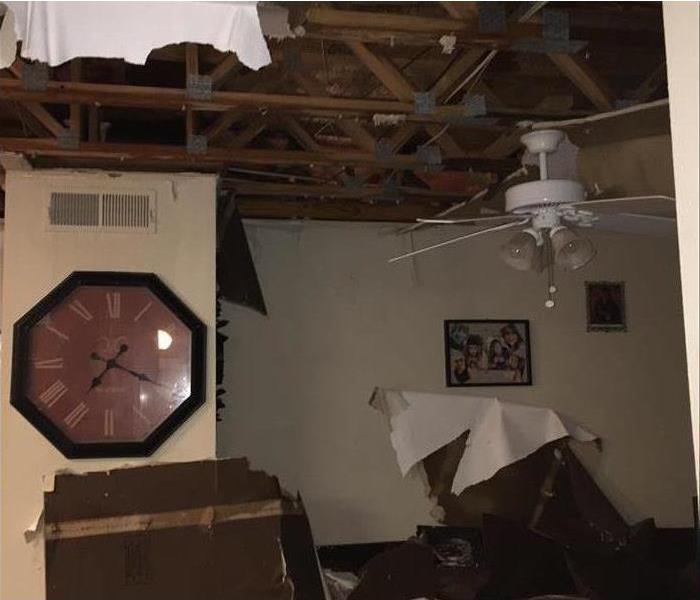 A water destroyed living room.