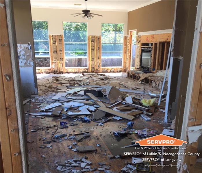 Indoor flood damage and debris