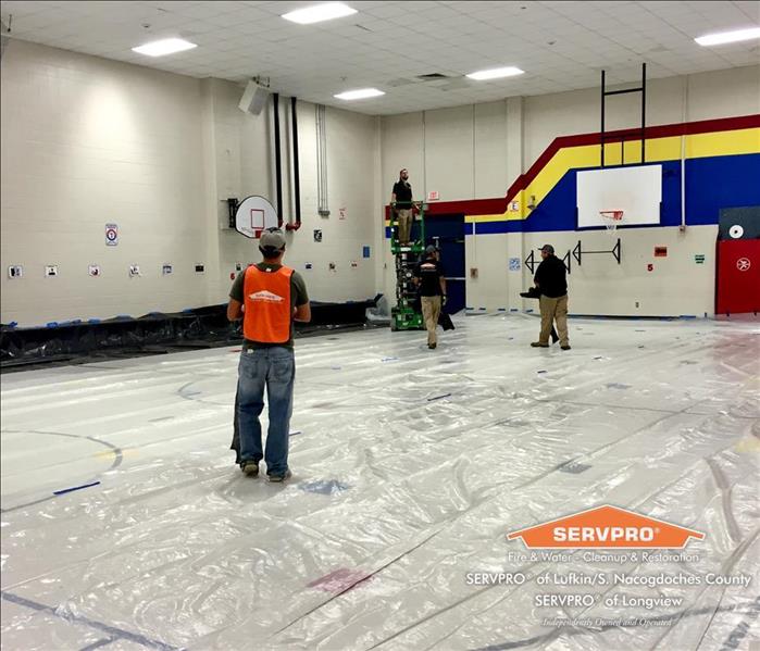 Indoor commercial roofing damage