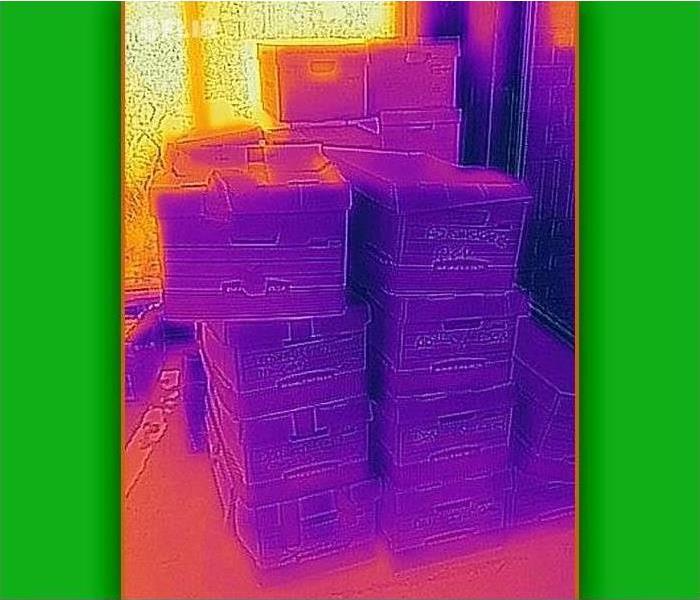 A heat image of water damaged boxes.