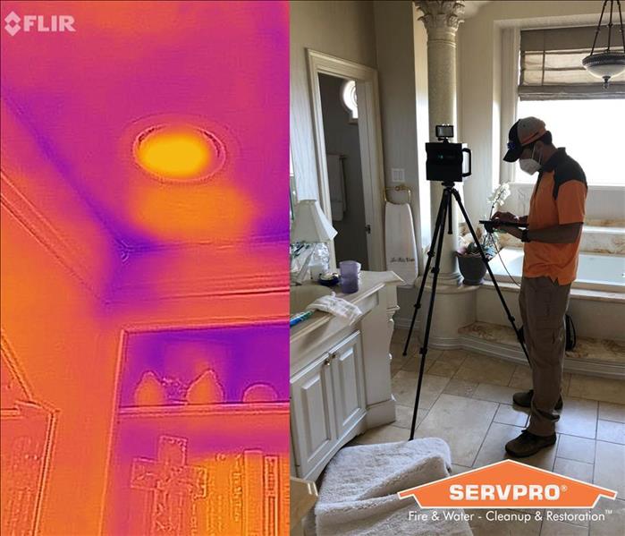 Infrared camera pic and SERVPRO male employee 